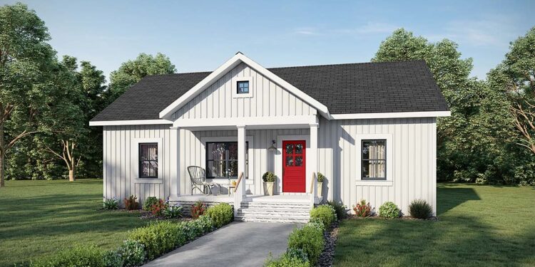 Simple Ranch Home Plan with Three Bedrooms and Two Bathrooms – Perfect Small Budget Home