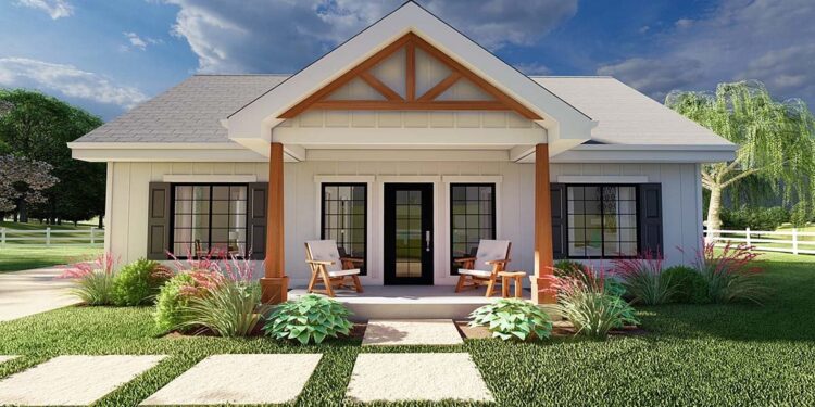 2 Bedroom Small House Plan with 988 Square Feet