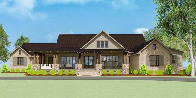 Stunning 5-Bedroom New American House Plan with Game Room – ~4,935 Sq Ft of Elevated Ranch-style Living