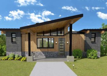 Modern Home Plan Designed with a Rear Sloping Lot in Mind – ~1,880 Sq Ft of Clean, Purposeful Design