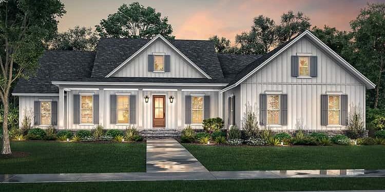 One-Story 4-Bed Modern Farmhouse with Home Office – Smart, Spacious & Family-Friendly (~2,607 Sq Ft)