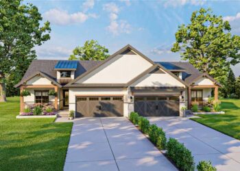 Modern Farmhouse Style Duplex with Matching 1,250 Square Foot Units” (Plan 623147DJ).