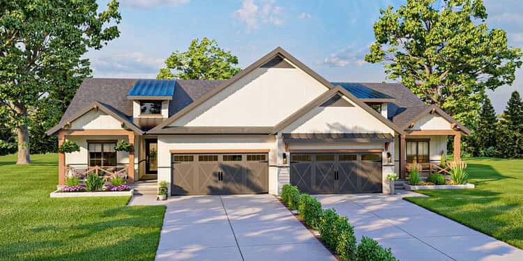 Modern Farmhouse Style Duplex with Matching 1,250 Square Foot Units” (Plan 623147DJ).