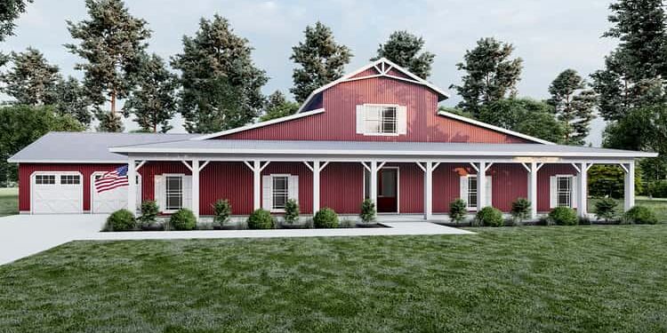 Modern Farmhouse Plan with Barndominium-Style Exterior