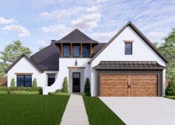 One-Story Split-Bedroom Transitional Tudor Home Plan – ~1,952 Sq Ft of Elegant, Efficient Living