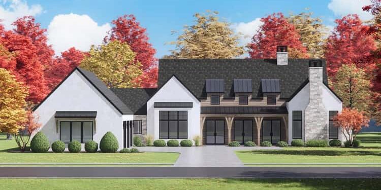 Triple-Dormered Modern Farmhouse – ~3,872 Sq Ft of Airy, Vaulted, Porch-Centered Living