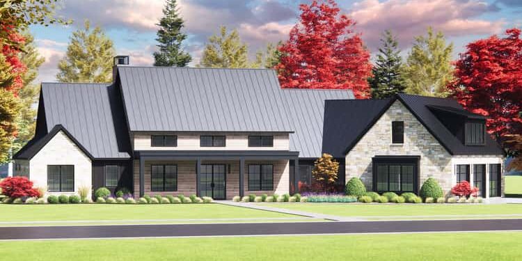 4-Bed Modern Farmhouse with Angled Garage – 3,817 sq ft