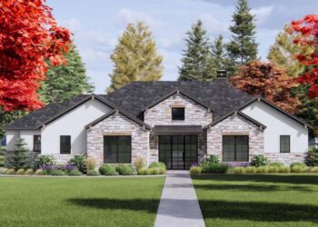 New American House Plan with Vaulted Family Room – 2,459 sq ft