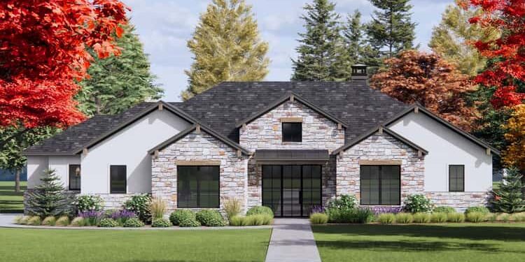 New American House Plan with Vaulted Family Room – 2,459 sq ft