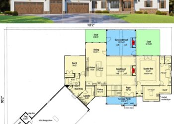 One-Story Mountain Craftsman with Angled 5-Car Garage – ~4,140 Sq Ft of Elevated, Single-Level Design