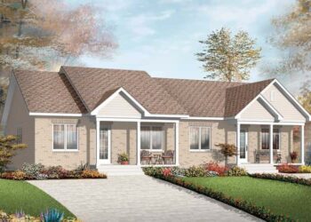 Economical 4-Bed Two-Family Ranch Duplex – Compact, Practical & Easy to Build (~1,872 Sq Ft