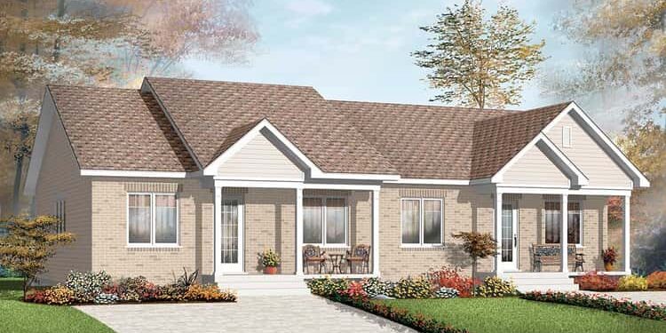 Economical 4-Bed Two-Family Ranch Duplex – Compact, Practical & Easy to Build (~1,872 Sq Ft