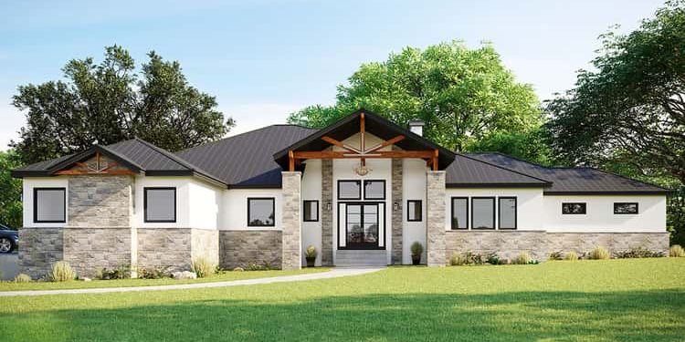Contemporary Ranch with 4-Car Garage – Spacious, Private & Entertaining-Focused (~4,125 Sq Ft)