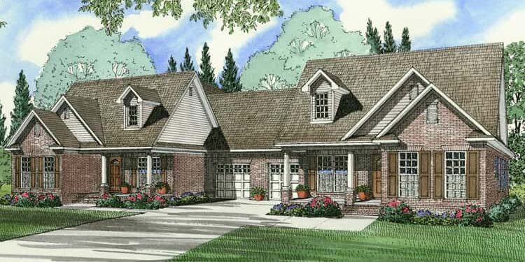 Traditional Duplex Home Plan 59315ND — Side-by-Side Duplex Designed for Comfort, Privacy & Practical Living (~2,910 Sq Ft Total)