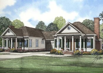 Southern Traditional Duplex — 2-Unit Design 59320ND: Twin Homes, One Structure (~2,344 Sq Ft Total)