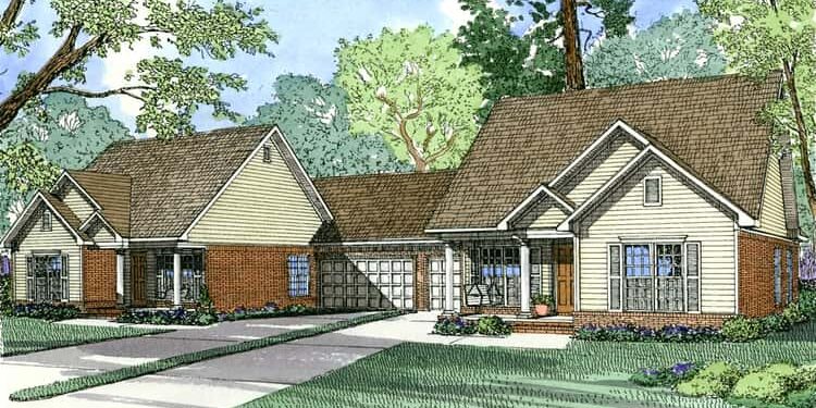 Tiered Gabled Duplex with 3-Bed Units — Smart, Comfortable & Balanced (~2,636 Sq Ft Total)