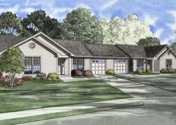 Three-Bedroom Duplex Plan 59624ND — Comfortable & Balanced Living for Two Households (~3,860 Sq Ft Total)