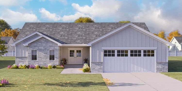 4-Bed Country Ranch House Plan with Rear Covered Porch – Comfortable, Functional & Inviting (~1,889 Sq Ft)