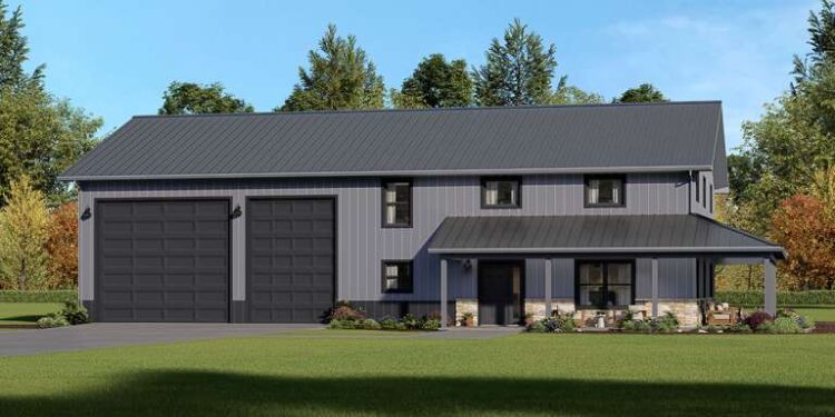Barndominium Plan – Spacious 3-Bedroom, 2.5-Bathroom Home with Loft, Office & Garage (~2,456 Sq Ft)