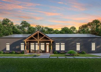 5-Bed Barndominium Style House Plan with Den & Workshop – Spacious, Rustic & Adaptable (~2,800 Sq Ft)