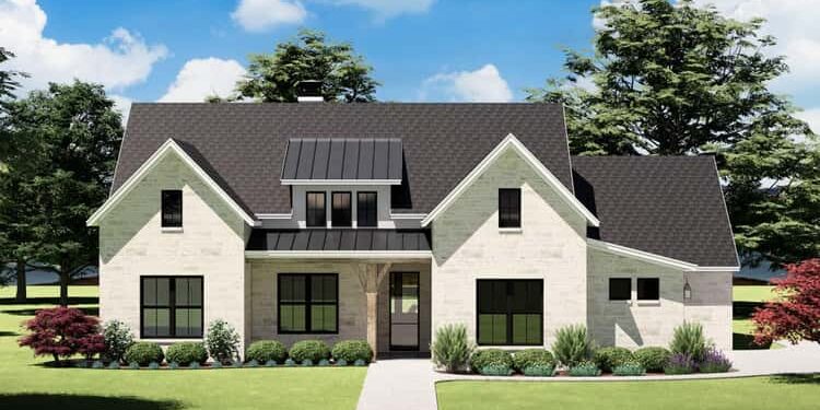 4-Bed Modern Farmhouse with Split-Bed Layout & Master-Suite Laundry Access – Efficient, Family-Friendly & Stylish (~2,646 Sq Ft)