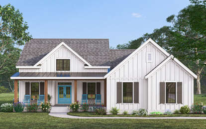 Modern Farmhouse Plan – Comfortable 3-Bedroom Home with Smart Layout (~1,487 Sq Ft)