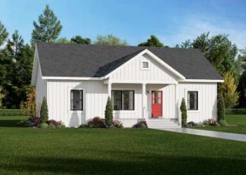 Country House Plan – Well-Planned 3-Bedroom, 2-Bathroom Layout with Open Flow & Porch Comfort (~1,035 Sq Ft)