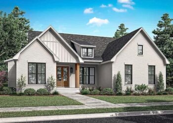Transitional 4-Bedroom Modern Farmhouse with Vaulted Master Suite – Compact, Thoughtful & Family-Friendly (~1,800 Sq Ft)
