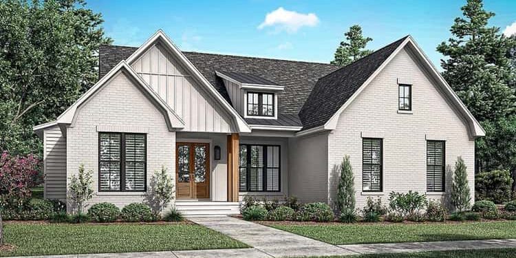 Transitional 4-Bedroom Modern Farmhouse with Vaulted Master Suite – Compact, Thoughtful & Family-Friendly (~1,800 Sq Ft)
