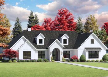One-Story Transitional European House Plan — ~3,116 sq ft