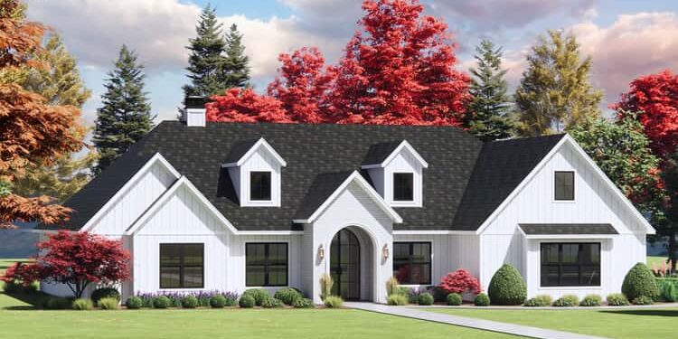 One-Story Transitional European House Plan — ~3,116 sq ft