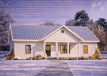 Modern Farmhouse Plan – Charming 3-Bedroom, 2-Bathroom Home with Porch & Smart Layout (~1,425 Sq Ft)