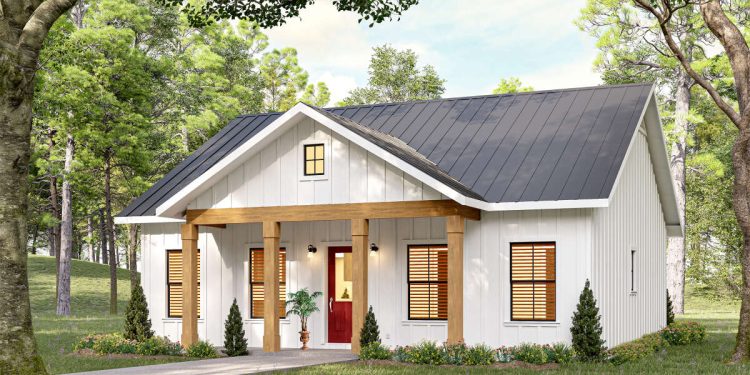 Modern Farmhouse Plan – ~1,056 Sq Ft of Warm Open Living with 2 Bedrooms and 2 Full Bathrooms