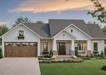 Farmhouse House Plan with Split Bedrooms & Two-Story Great Room – Elegant Single-Level Farmhouse Living (~1,604 Sq Ft)