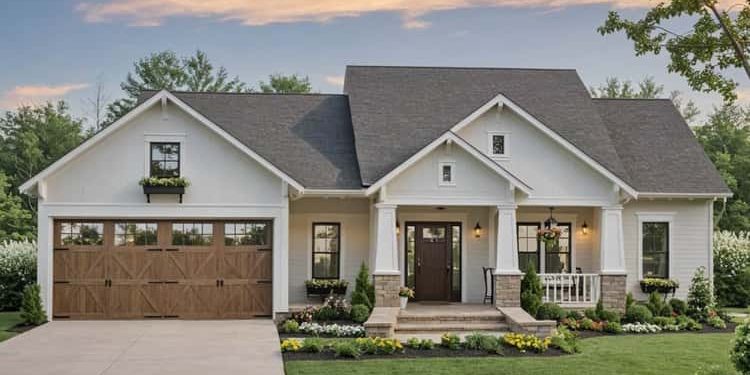 Farmhouse House Plan with Split Bedrooms & Two-Story Great Room – Elegant Single-Level Farmhouse Living (~1,604 Sq Ft)