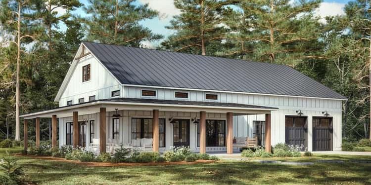 3-Bed Barndominium-Style Farmhouse with Wrap-Around Porch – A Spacious, Light-Filled, Country Retreat (~2,000 Sq Ft)