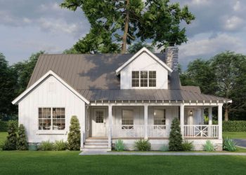 Cabin Plan with Loft & Outdoor Porch Living – Rustic, Light-Filled Retreat (~1,836 Sq Ft)