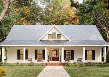 Modern Farmhouse Plan with Split Bedrooms & Front Porch – Bright, Efficient Single-Level Design (~1,648 Sq Ft)