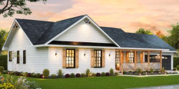 Modern Farmhouse Plan with Vaulted Living & Covered Porch – Comfortable, Stylish 3-Bedroom Ranch (~1,469 Sq Ft)