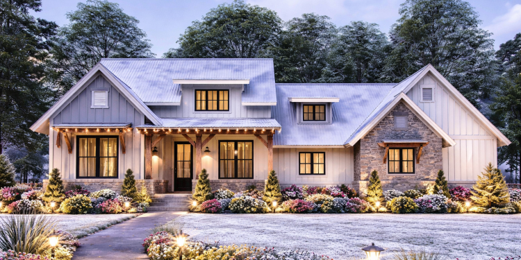 Modern Farmhouse Plan – Bright 3-Bedroom, 2-Bathroom Home with Smart Layout (~1,477 Sq Ft)