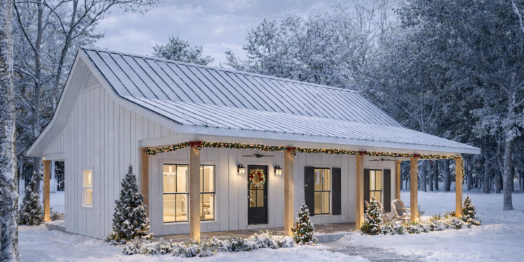 Modern Farmhouse Plan – 800 Sq Ft, 2 Bedrooms, 1 Bathroom