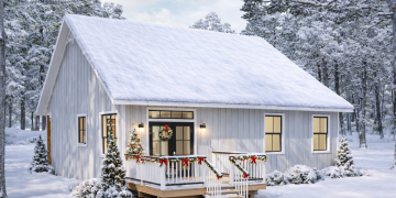 1056 Sq Ft Cottage Plan with 3 Bedrooms and 1 Bathroom.