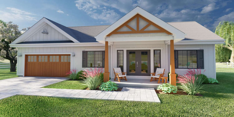 Country House Plan – 928 Sq Ft, 2 Bedrooms, 2 Bathrooms