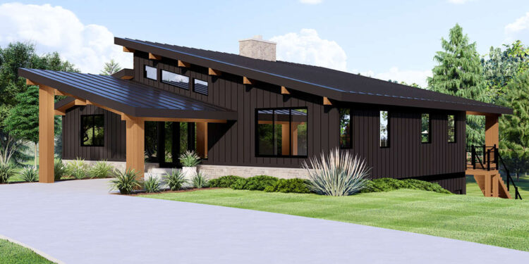 Contemporary House Plan – 2,034 Sq Ft, 2–3 Bedrooms, 2 Bathrooms