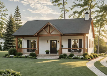 Modern Farmhouse Plan – 872 Sq Ft, 1 Bedroom, 1.5 Bathrooms