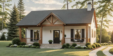 Modern Farmhouse Plan – 872 Sq Ft, 1 Bedroom, 1.5 Bathrooms