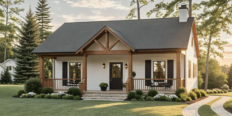 Modern Farmhouse Plan – 872 Sq Ft, 1 Bedroom, 1.5 Bathrooms