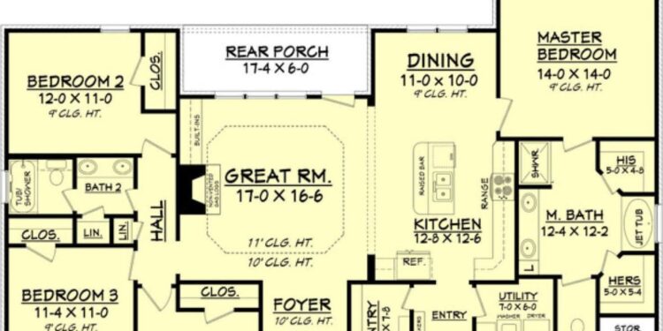 Cottage House Plan – 1,798 Sq Ft, 4 Bedrooms, 2 Bathrooms