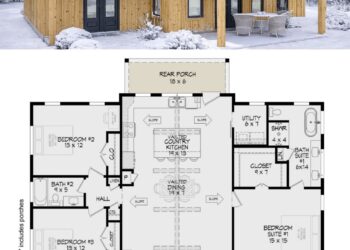 Modern Barn-Style House Plan – 1,761 Sq Ft, 3 Bedrooms, 2 Bathrooms