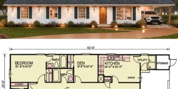 Ranch House Plan – 1,266 Sq Ft, 4 Bedrooms, 2 Bathrooms